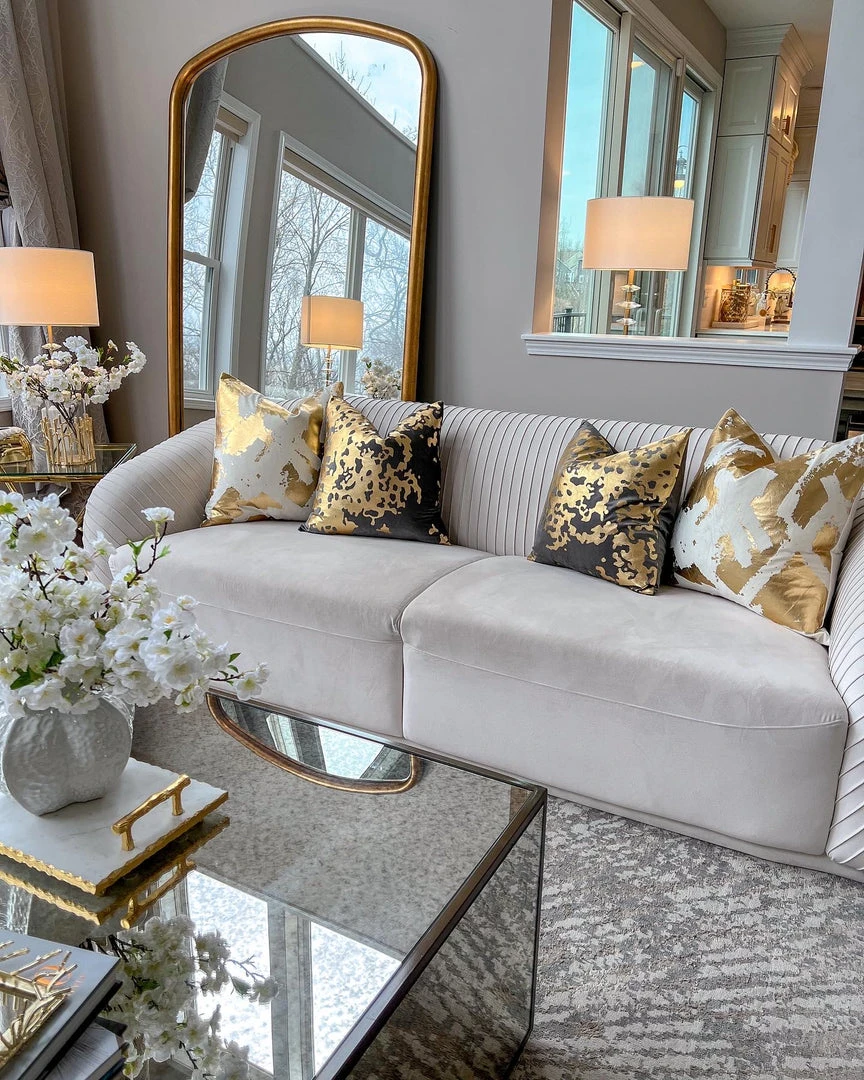 Cloud9d Zara Ivory Gold Pillow - 22" X 22"