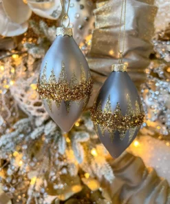 Inspire Me! Home Decor Gold Double Point Glittered Beaded Ornaments (2 Colors)