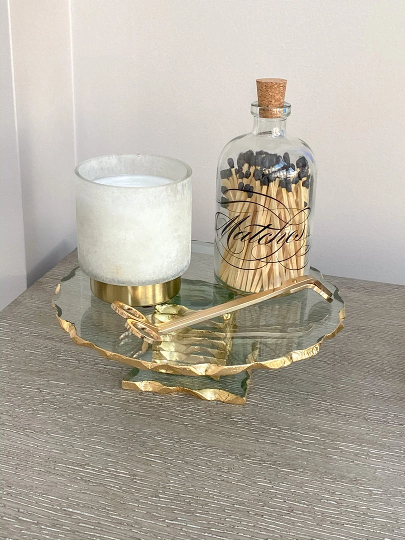Inspire Me! Home Decor Stacked Glass Cake Stand With Textured Gold Rim (2 Sizes )