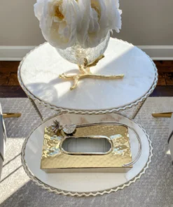 Inspire Me! Home Decor Gold & Silver Metal Tissue Box Cover With Floral Detail