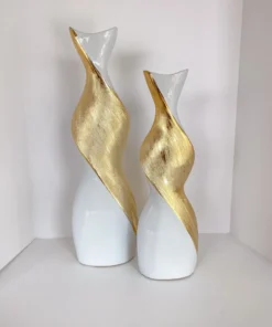 Inspire Me! Home Decor Gold And White Twisted Vase (2 Sizes)