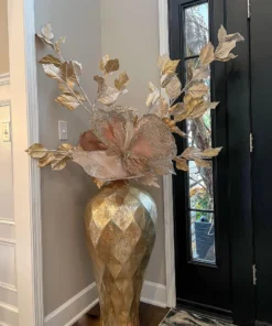 Inspire Me! Home Decor Extra Tall Gold Leaf Stem With Faux Snow