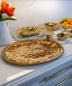 Inspire Me! Home Decor Gold Wavy Beaded Serving Bowl