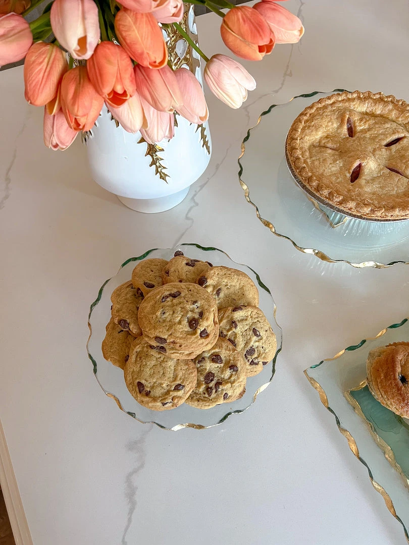 Inspire Me! Home Decor Stacked Glass Cake Stand With Textured Gold Rim (2 Sizes )
