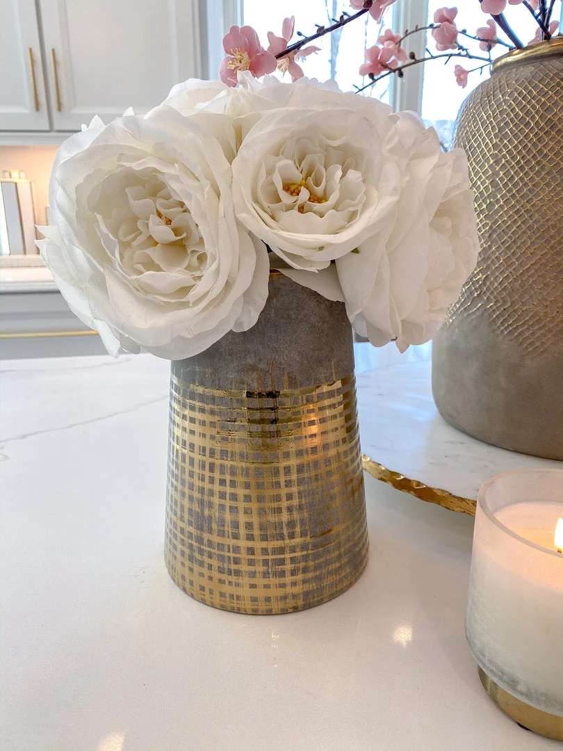 Inspire Me! Home Decor Grey Tapered Vase W/ Gold Design