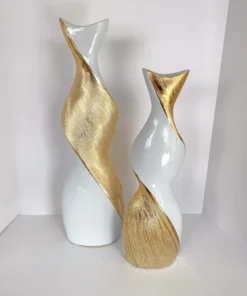Inspire Me! Home Decor Gold And White Twisted Vase (2 Sizes)