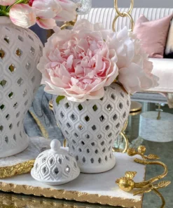 Inspire Me! Home Decor Extra Mini/Miniature White Ginger Jar