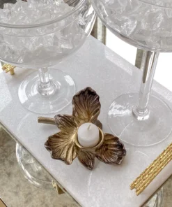 Inspire Me! Home Decor Gold Orchid Tea Light Holder