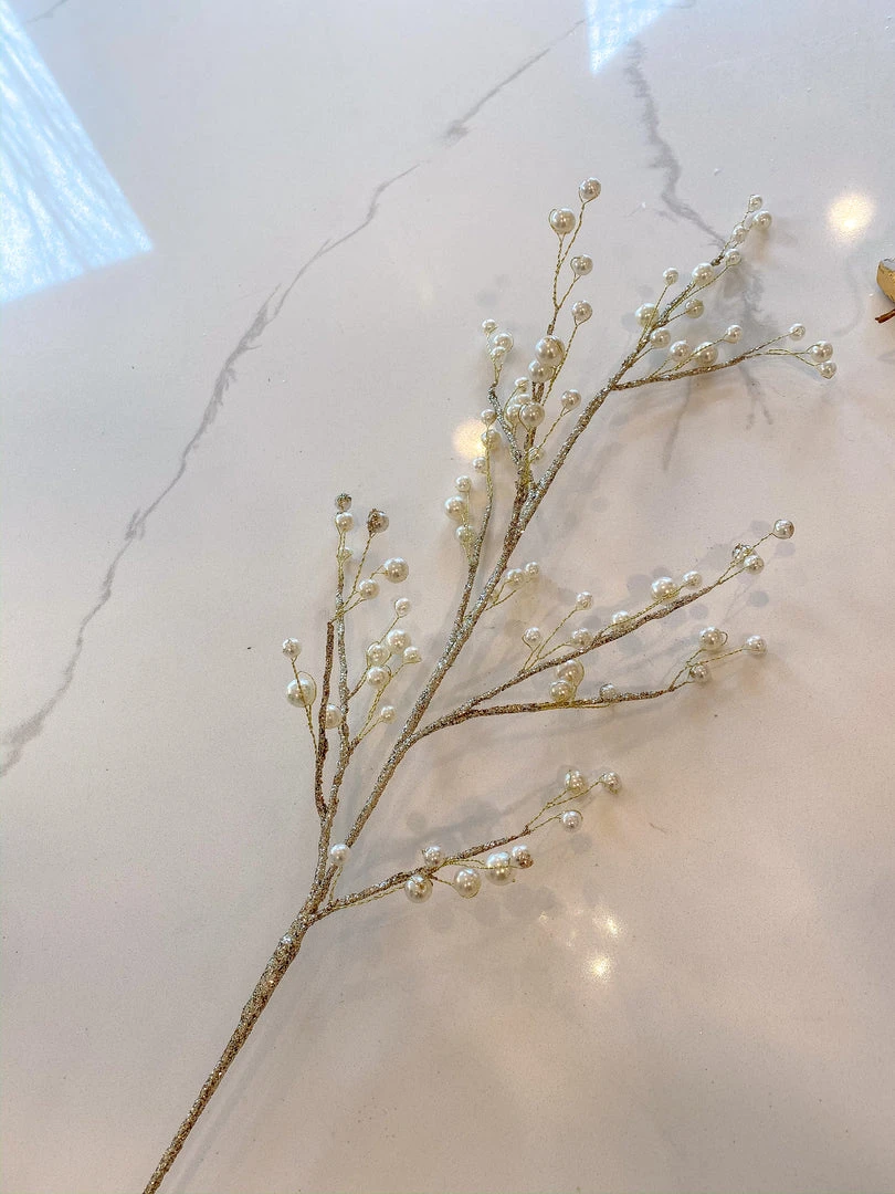 Inspire Me! Home Decor Gold Glitter Pearl Stem
