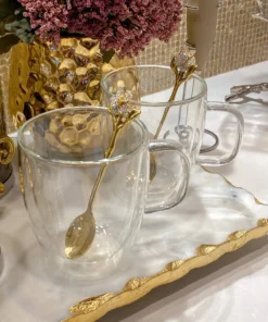 Inspire Me! Home Decor KITCHEN 16 Oz Double Wall Glass Coffee Mug With Handle