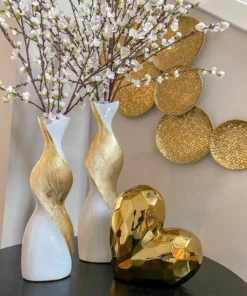 Inspire Me! Home Decor Gold And White Twisted Vase (2 Sizes)