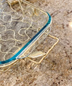 Inspire Me! Home Decor Rectangular Pyrex With Gold Branch Detailed Holder