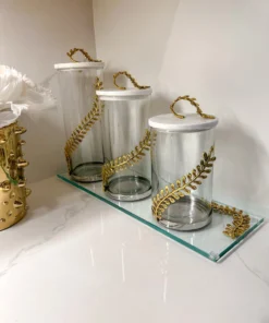 Inspire Me! Home Decor Gold Curry Leaf Canister (3 Sizes)