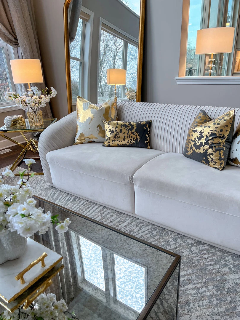 Cloud9d Elise Charcoal Gold Pillow - 20" X 20" PILLOWS, RUGS, & THROWS