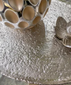 Inspire Me! Home Decor Silver Metal Textured Organic Shape Tray