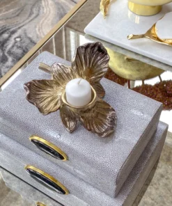 Inspire Me! Home Decor Gold Orchid Tea Light Holder