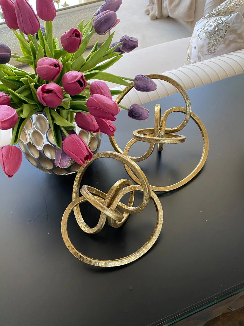 Inspire Me! Home Decor Gold Textured Abstract Sculpture (2 Sizes)