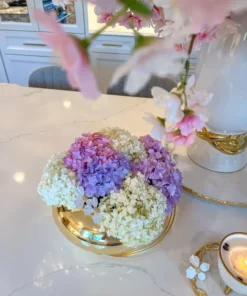 Inspire Me! Home Decor Large Gold Round Bowl Vase With White Jeweled Flower Details