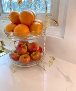 Inspire Me! Home Decor Two-Tiered Gold Leaf Serving Display