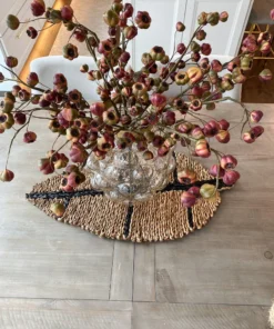 Inspire Me! Home Decor Seagrass Woven Leaf Placemat / Table Runner