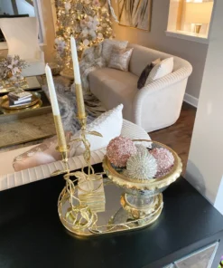 Inspire Me! Home Decor Large Gold Hammered Rim Textured Glass Bowl