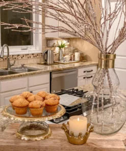 Inspire Me! Home Decor Gold Bordered Glass Cake Stand