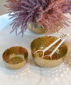 Inspire Me! Home Decor Hammered Porcelain Gold Bowl (2 Sizes)