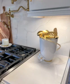 Inspire Me! Home Decor Large White Porcelain Vase With White Jeweled Flower Details