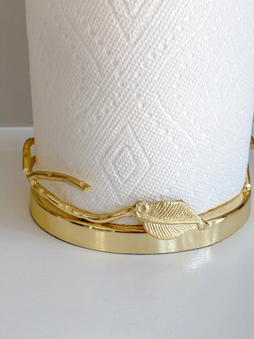 Inspire Me! Home Decor Gold Leaf Detailed Paper Towel Holder