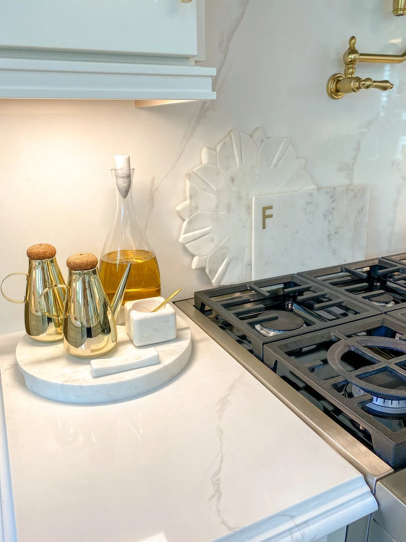 Inspire Me! Home Decor Round Marble Tray With Handle Grooves