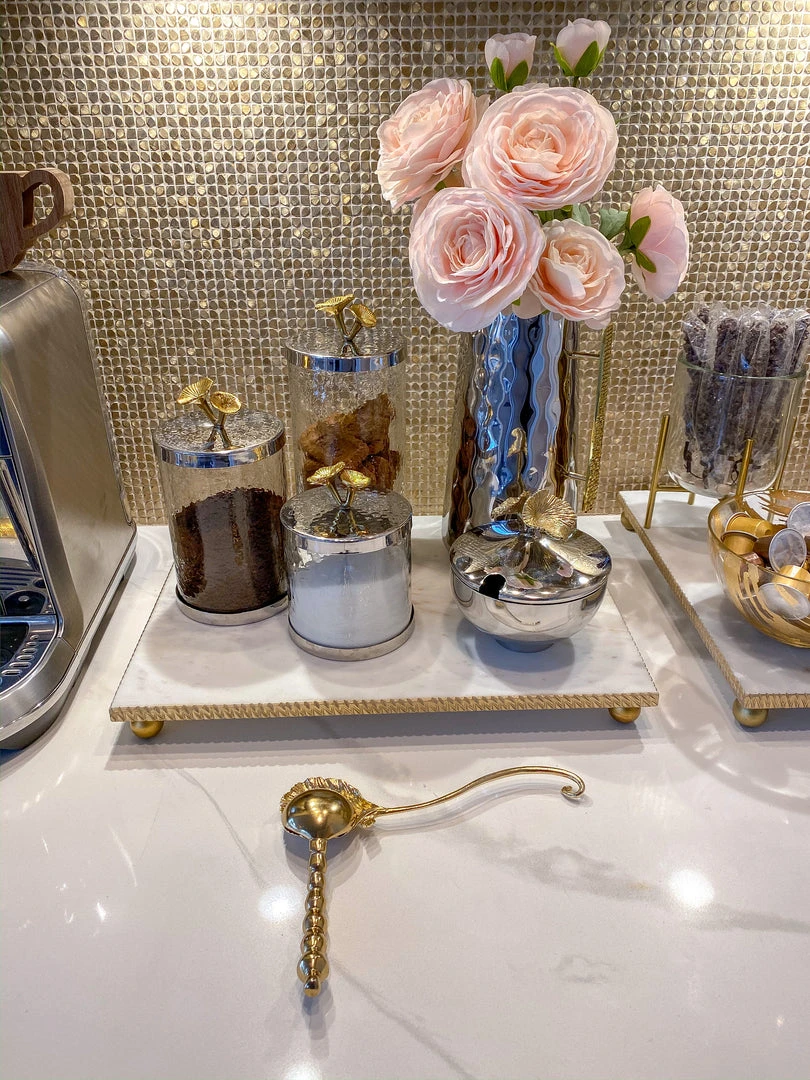 Inspire Me! Home Decor Silver And Gold Flower Top Canister (3 Sizes)