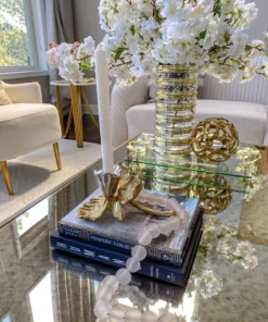 Inspire Me! Home Decor Gold/Silver Floral Candle Holder