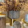 Inspire Me! Home Decor Grey & Gold Studded Vase With Gold Base (3 Sizes)