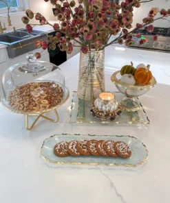 Inspire Me! Home Decor Glass Tray With Hammered Gold Edge