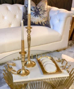 Inspire Me! Home Decor Marble Tray With Gold Agate Handles