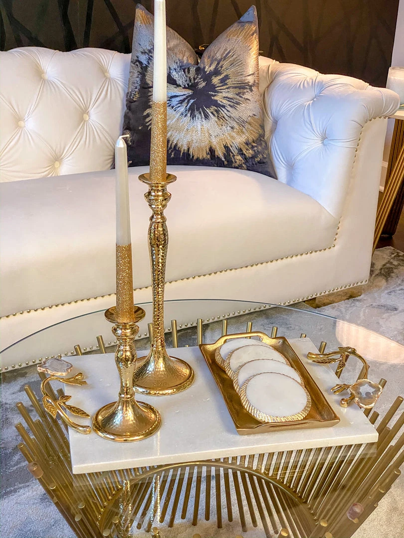 Inspire Me! Home Decor Marble Tray With Gold Agate Handles