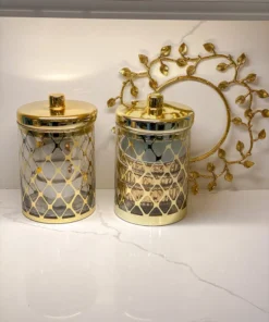 Inspire Me! Home Decor Glass Jar W/ Gold Lid (2 Sizes & 2 Colors)
