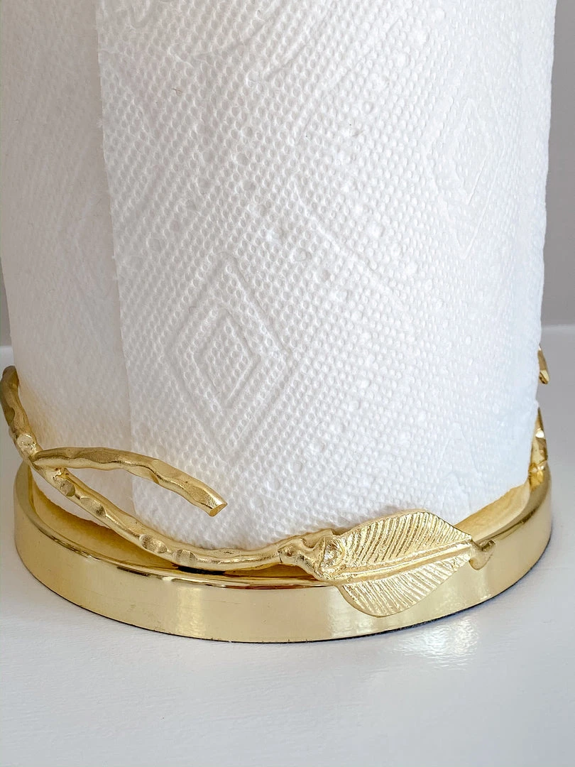 Inspire Me! Home Decor Gold Leaf Detailed Paper Towel Holder