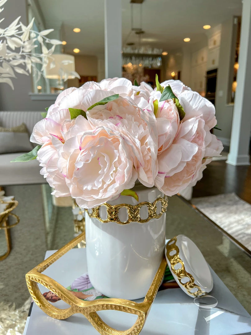 Inspire Me! Home Decor Floral Stems 12" Soft Pink Peony Bundle