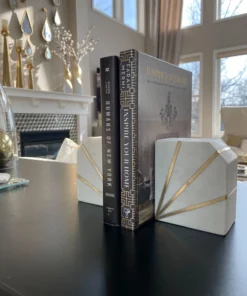 Inspire Me! Home Decor Marble Geometric Bookends