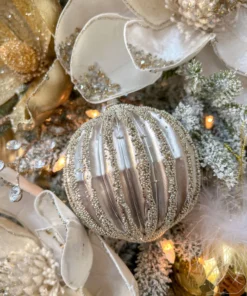 Inspire Me! Home Decor Gold Ribbed Orb Ornaments (2 Colors)