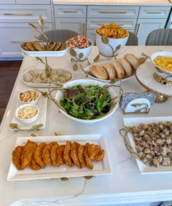 Inspire Me! Home Decor White Ceramic Bowl With Gold Leaf Details And Base (2 Sizes)