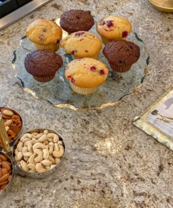 Inspire Me! Home Decor Stacked Glass Cake Stand With Textured Gold Rim (2 Sizes )