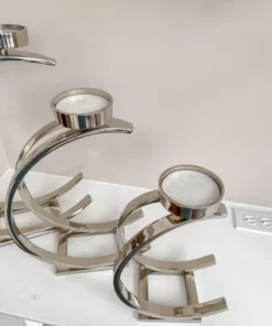 Inspire Me! Home Decor Silver Semi-Circle W/ Marble Top Candle Holder (3 Sizes)