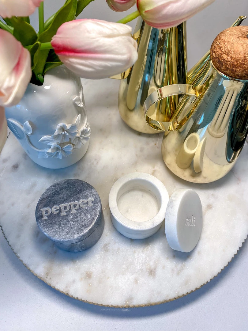 Inspire Me! Home Decor Black And White Marble Salt And Pepper Containers