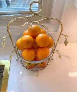 Inspire Me! Home Decor Two-Tiered Gold Leaf Serving Display