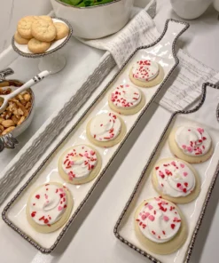 Inspire Me! Home Decor Short Silver And White Beaded Tray