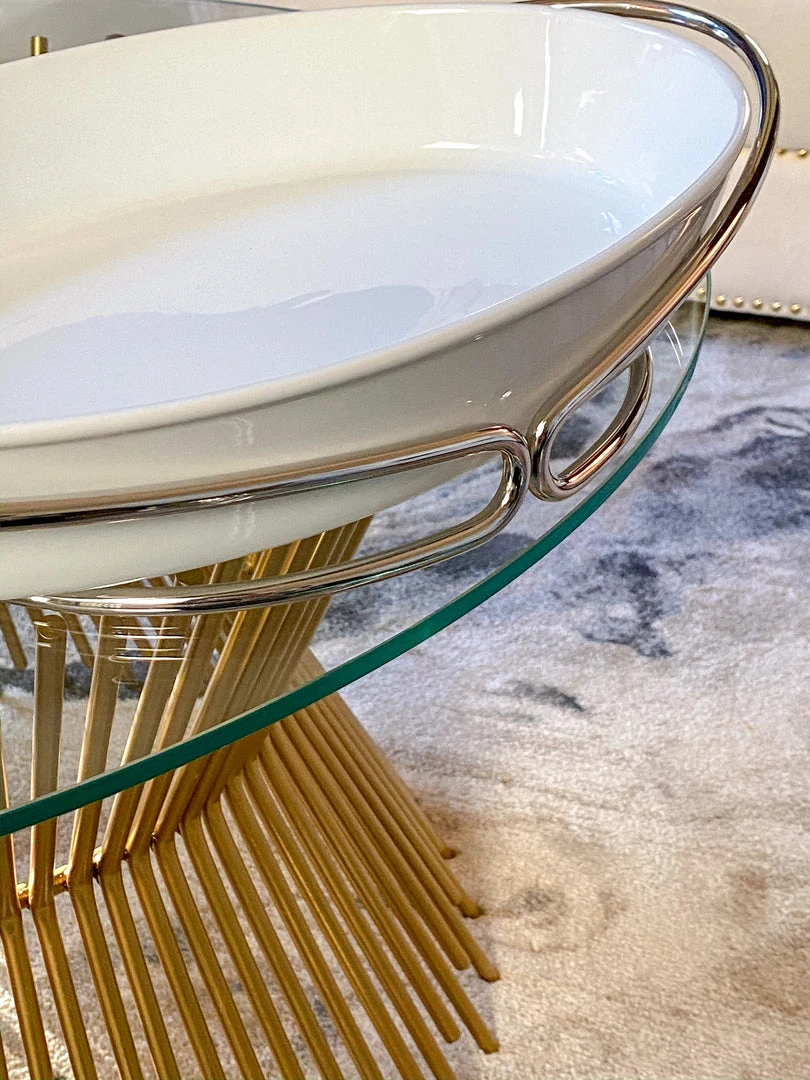 Inspire Me! Home Decor Oval Porcelain Serveware With Metal Base (2 Colors)