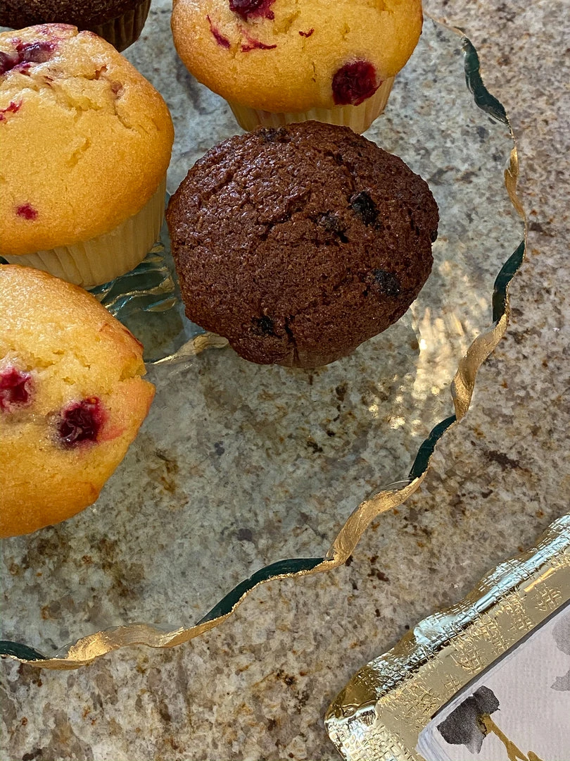 Inspire Me! Home Decor Stacked Glass Cake Stand With Textured Gold Rim (2 Sizes )