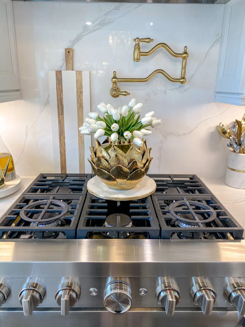 Inspire Me! Home Decor Gold Edged Round Marble Tray